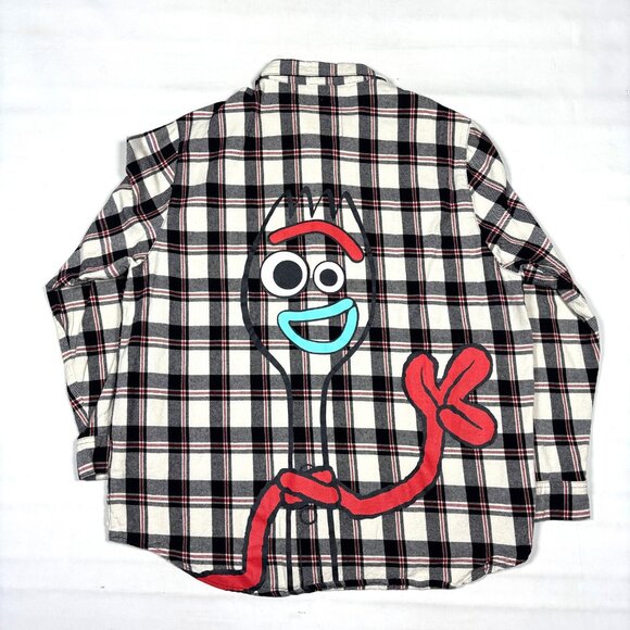 Cakeworthy Disney Pixar Toy Story 4 Forky Graphic Plaid Flannel Shirt Mens XL - Picture 1 of 10